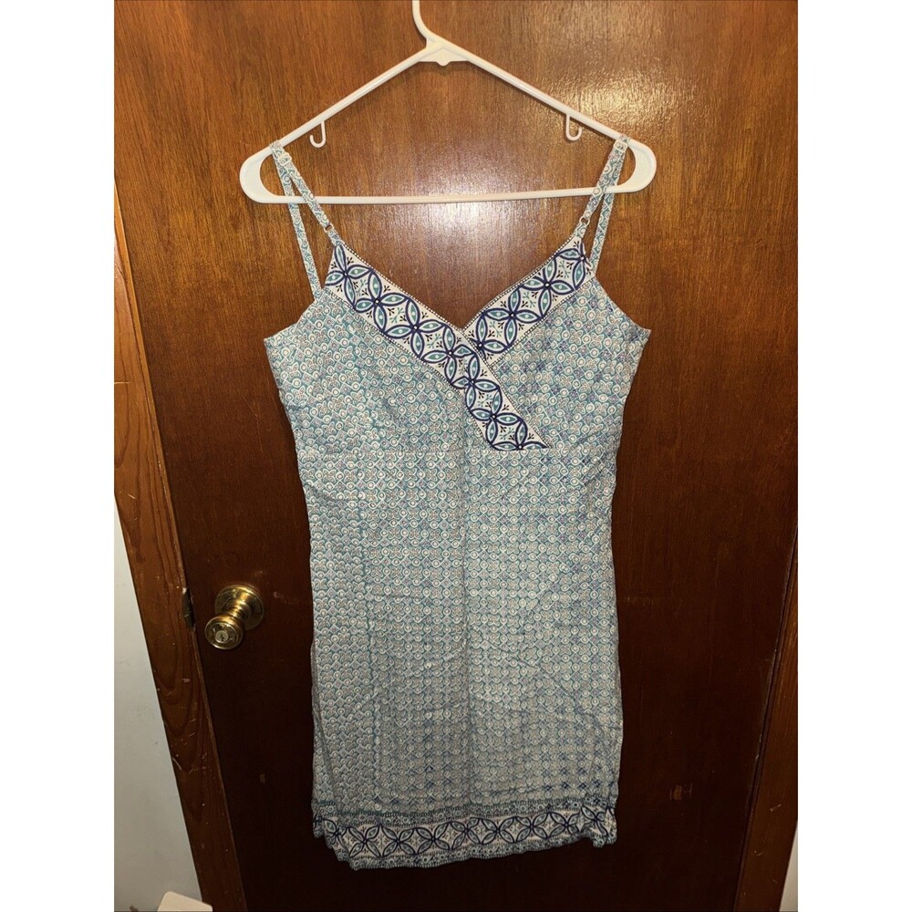 VTG Funky People Womens Light Blue Paisley Floral Summer Dress Size Medium